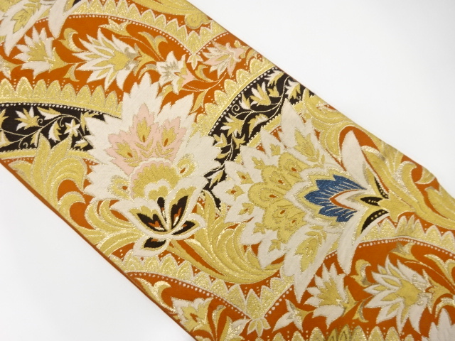 JAPANESE KIMONO / ANTIQUE FUKURO OBI / SILK / WOVEN CHINESE FLOWERS